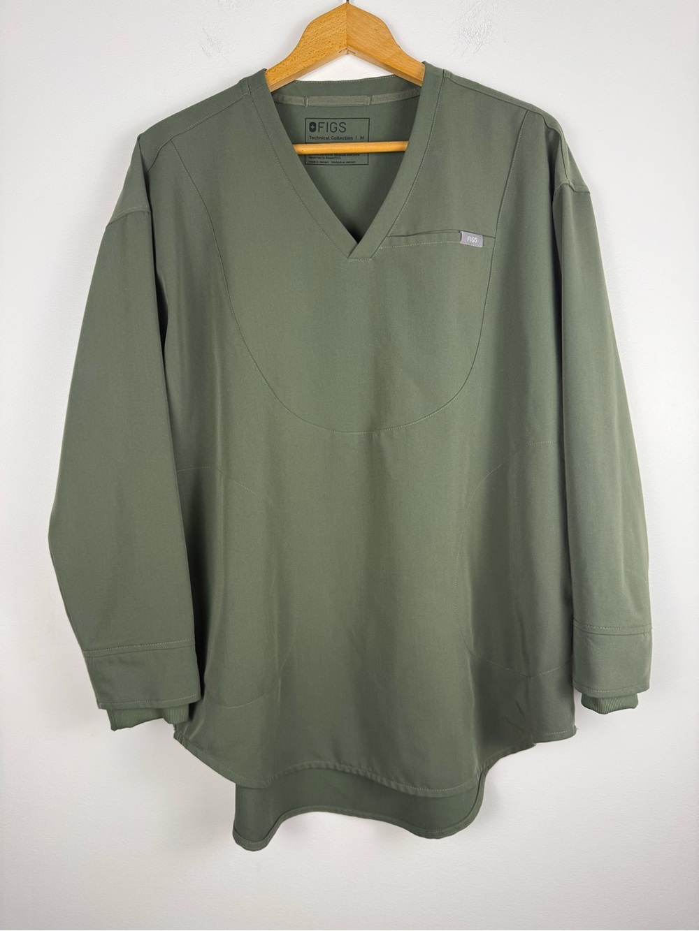 Figs Moss Green V-Neck Long Sleeve Tunic Medical Top